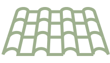 Roof shingle icon representing asphalt shingle upgrades, roofing conversions, and premium architectural roofing options.